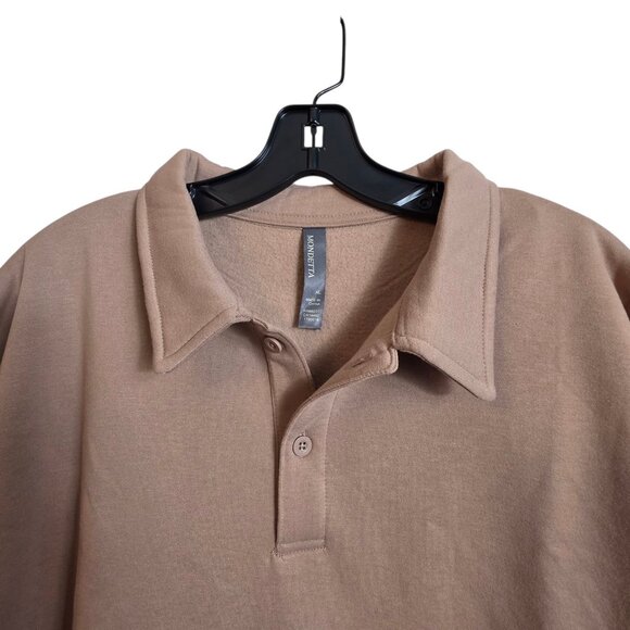 Mondetta Collared Pullover Womens XL Tan Fleece Lined Recycled Fabric Sweater - Picture 3 of 16